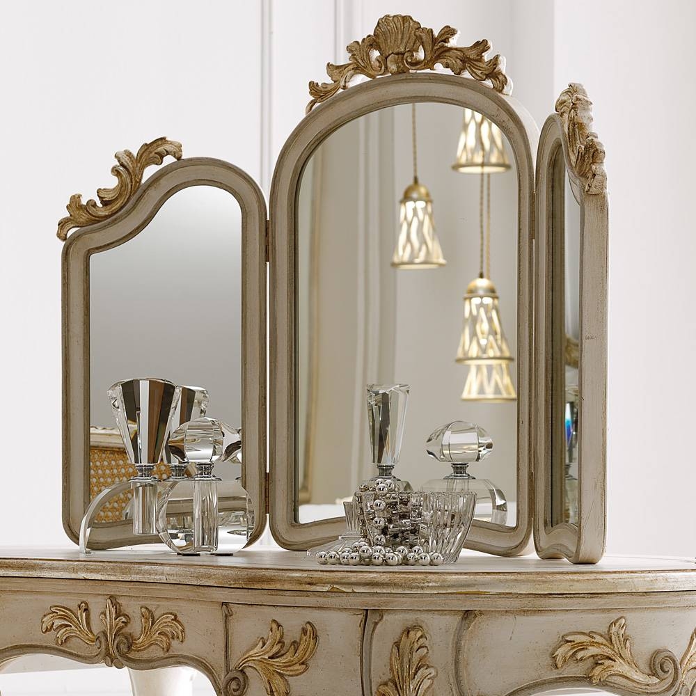 Italian Freestanding 3 Leaf Dressing Table Mirror | Juliettes Regarding Free Standing Mirrors For Dressing Table (Photo 1 of 15)