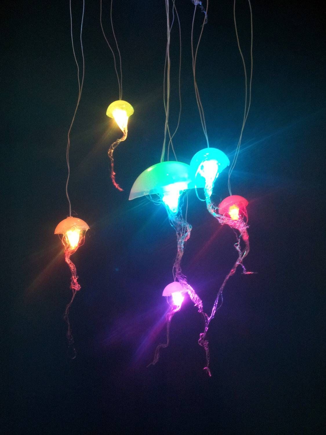 Jellyfish Hanging Lights With Rainbow Fading Leds Throughout Jellyfish Pendant Lights (Photo 12 of 15)