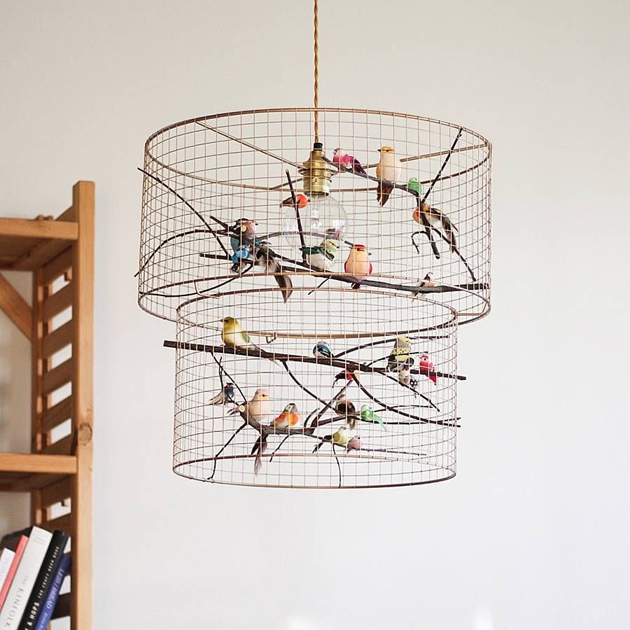 Kekoni Copper Double Birdcage Pendant Light Chandelier – Noveltystreet Within Birdcage Pendant Light Chandeliers (Photo 12 of 15)
