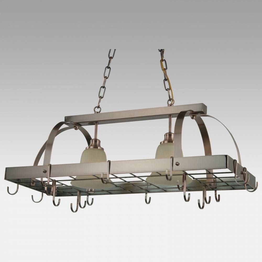 Kitchen Hanging Pot And Pan Rack With Lights Kitchen Utensil With Pot Holder Lights Fixtures 
