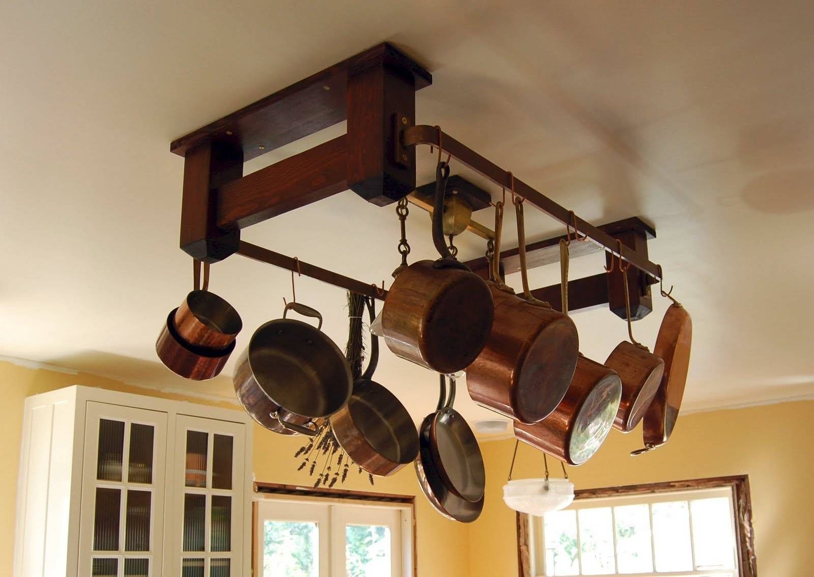 Kitchen: Stainless Steel Kitchen Racks | Lighted Pot Rack | Pot With Pot Holder Lights Fixtures (View 5 of 15)