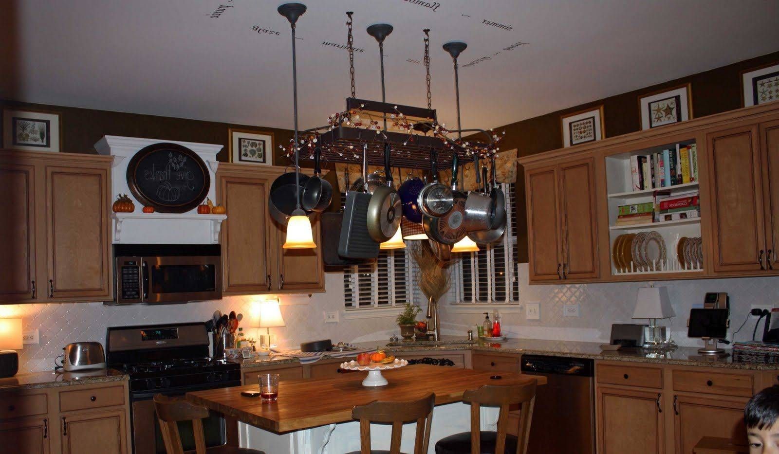 Kitchen: Update Your Kitchen In Style With Lighted Pot Rack With Pot Rack Pendant Lights (View 2 of 15)