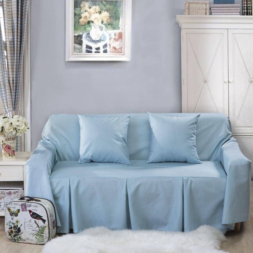 L Shaped Sofa Cover For Home Grey/blue Sofa Slipcover/couch Cover With Blue Sofa Slipcovers (Photo 10 of 15)
