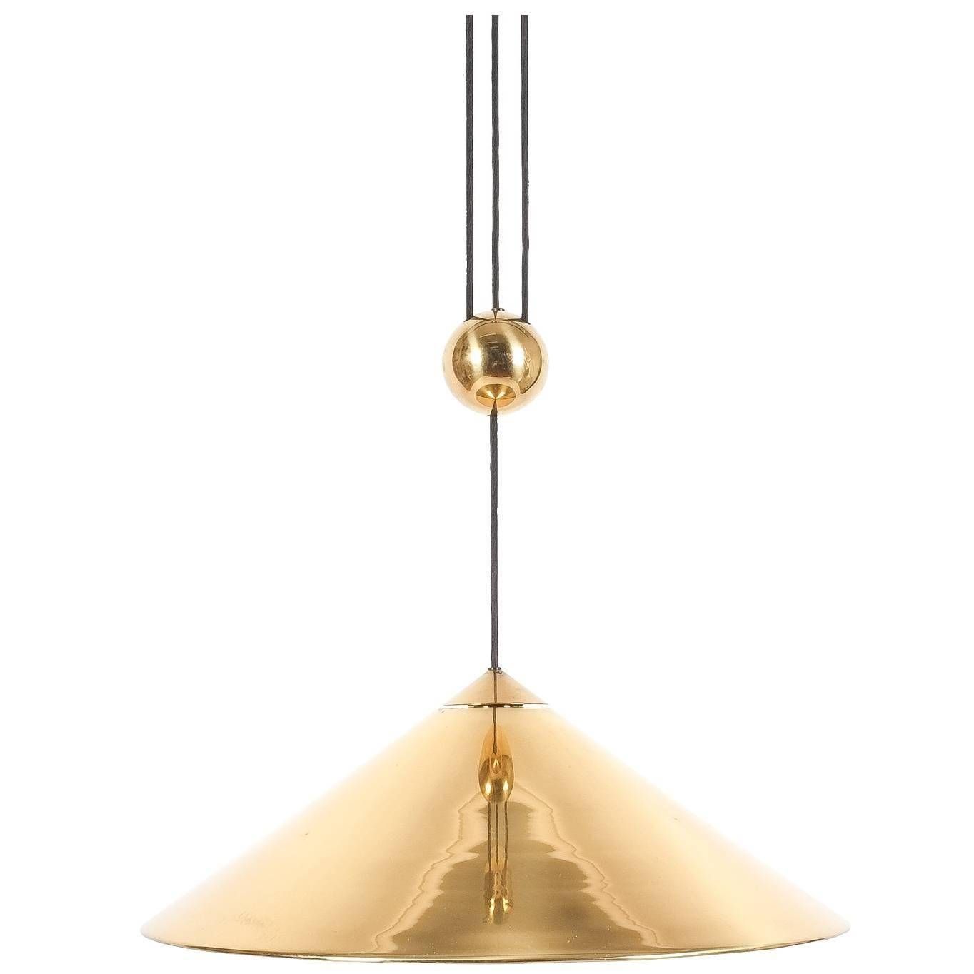 Large Adjustable Polished Brass Counterweight Pendant Lamp Regarding Counterweight Pendant Lights (View 8 of 15)