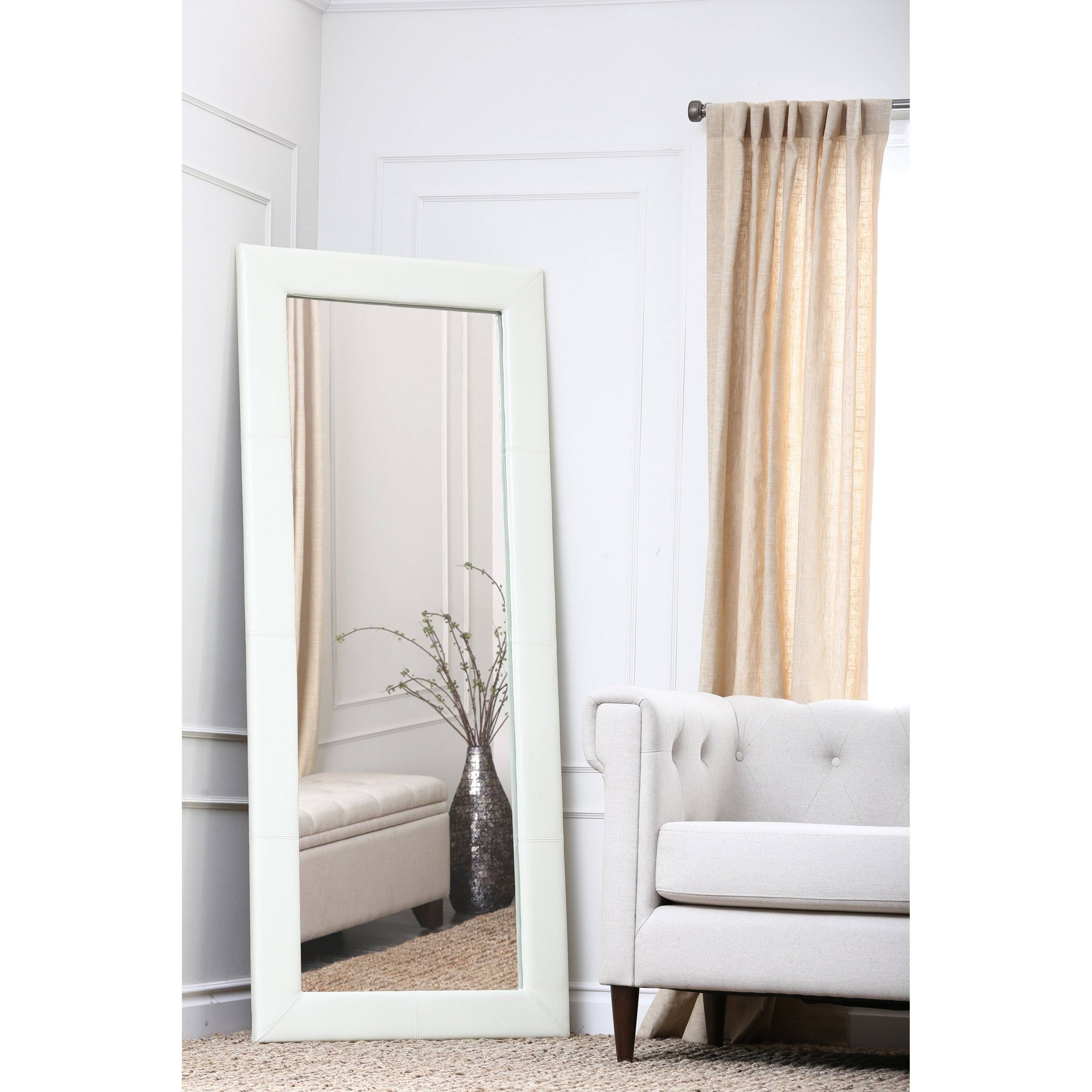 Large Leather Floor Mirror – White – 31w X 70h In (View 8 of 15)