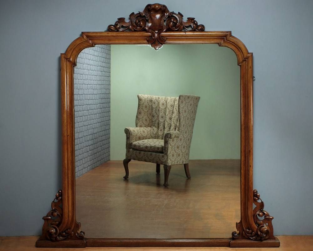 Large Oak Over Mantle Mirror C.1860. | 283671 | Sellingantiques.co (View 1 of 15)