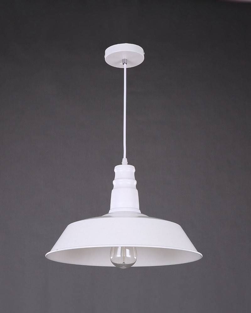 Large Size Retro Industrial Style White Pot Cover Shape Pendant Intended For Retro Pendant Lights (View 9 of 15)