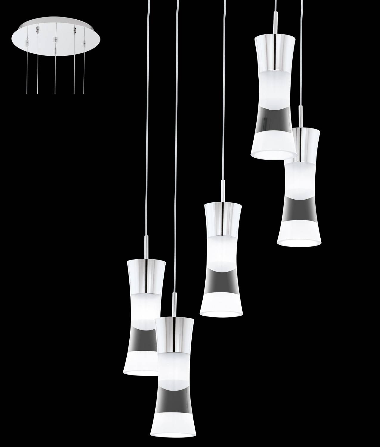 Led Multi Drop 5 Light Pendant Inside Cluster Glass Pendant Light Fixtures (View 11 of 15)