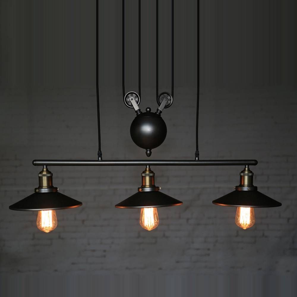 Light: Double Pulley Pendant Light Within Double Pulley Pendant Lights (Photo 12 of 15)
