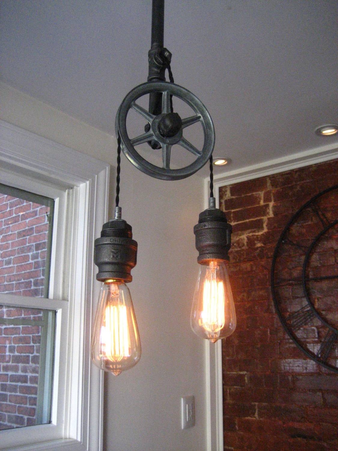 Light Fixture : Pulley Light Fixture – Home Lighting Within Pulley Lights Fixtures (Photo 1 of 15)