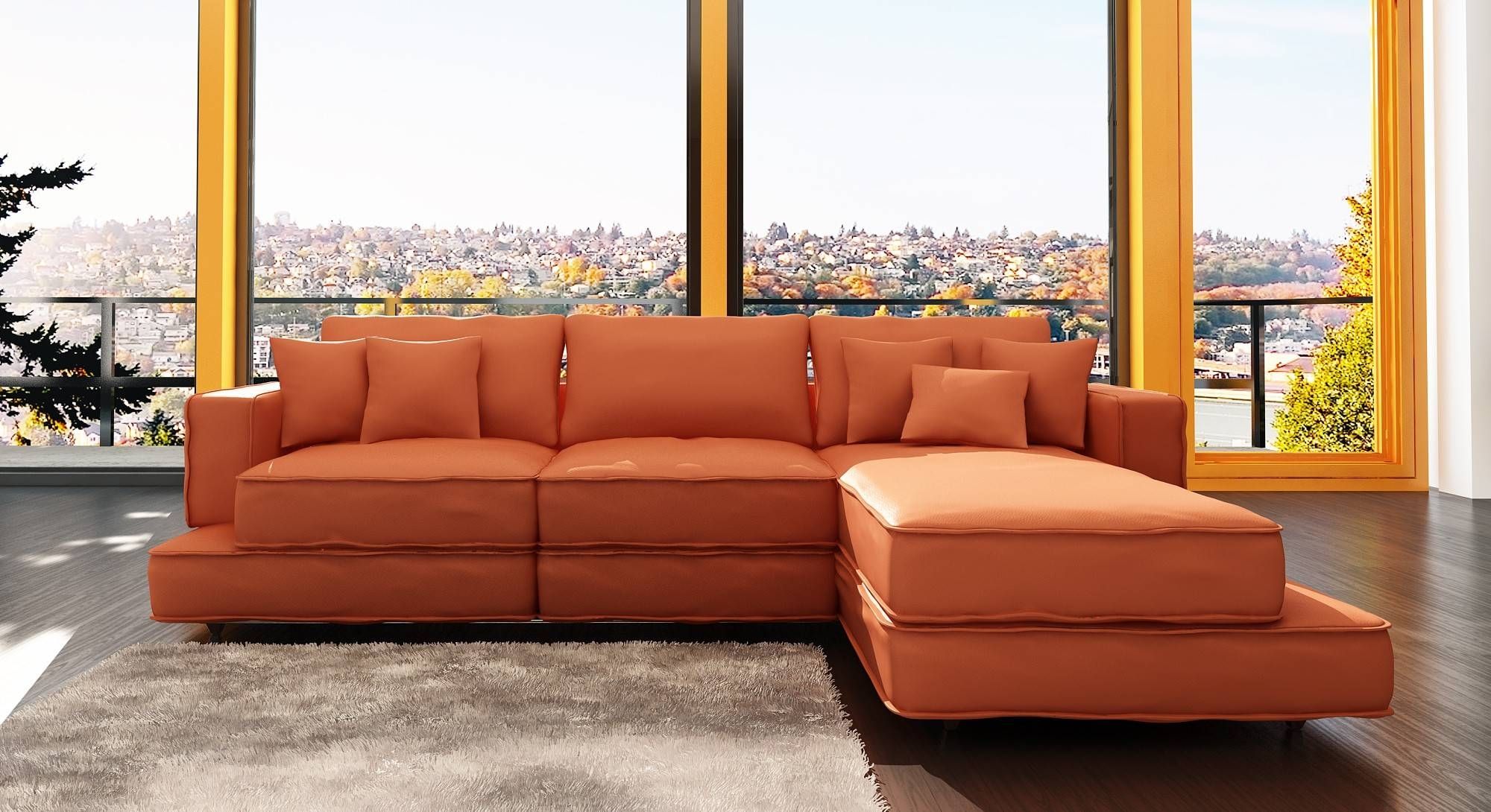 Living Room Sofa Orange Leather Burnt Set Badcockorange And For Burnt Orange Sectional Sofas (View 11 of 15)