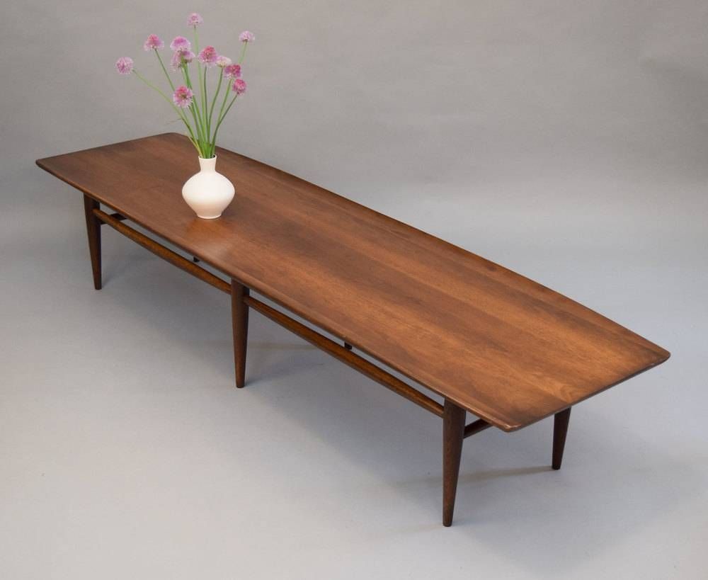Long Mid Century Bassett "surfboard" Coffee Table – Sold — Vintage Regarding Extra Long Coffee Tables (View 1 of 15)