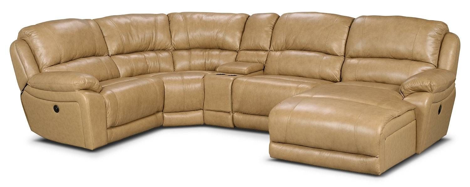 Marco Genuine Leather 5 Piece Sectional With Right Facing Throughout Cindy Crawford Leather Sofas (Photo 1 of 15)