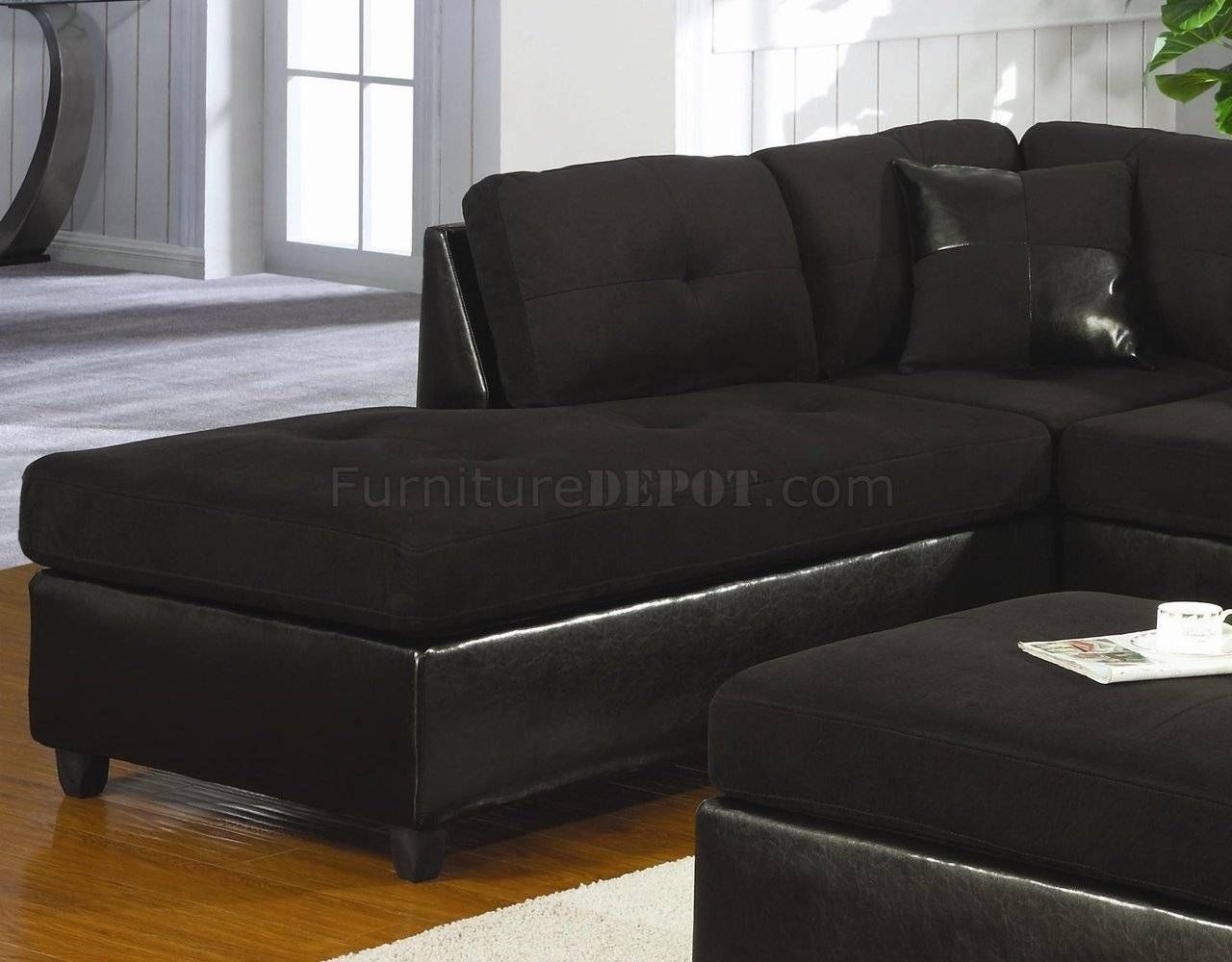 Microfiber & Faux Leather Contemporary Sectional Sofa 500735 Black Inside Black Microfiber Sectional Sofas (View 4 of 15)