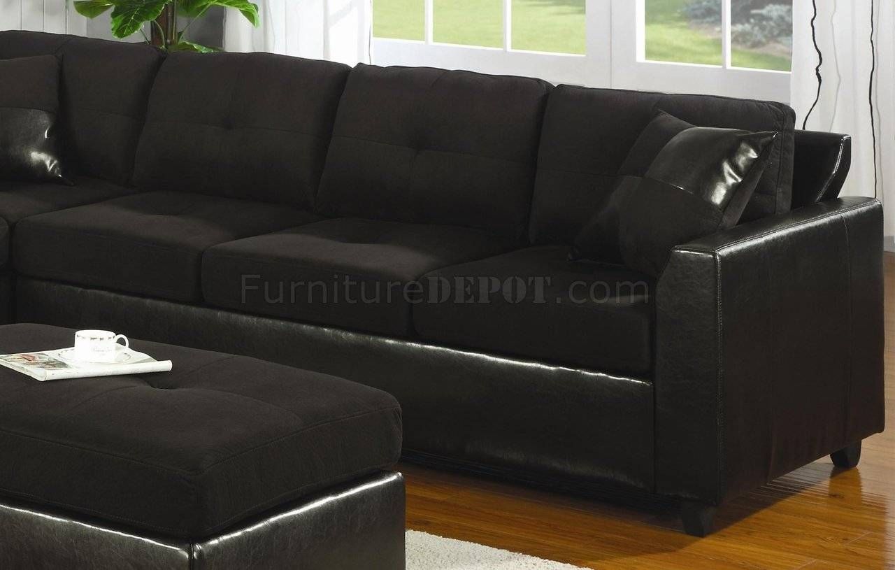 Microfiber & Faux Leather Contemporary Sectional Sofa 500735 Black With Black Microfiber Sectional Sofas (View 3 of 15)