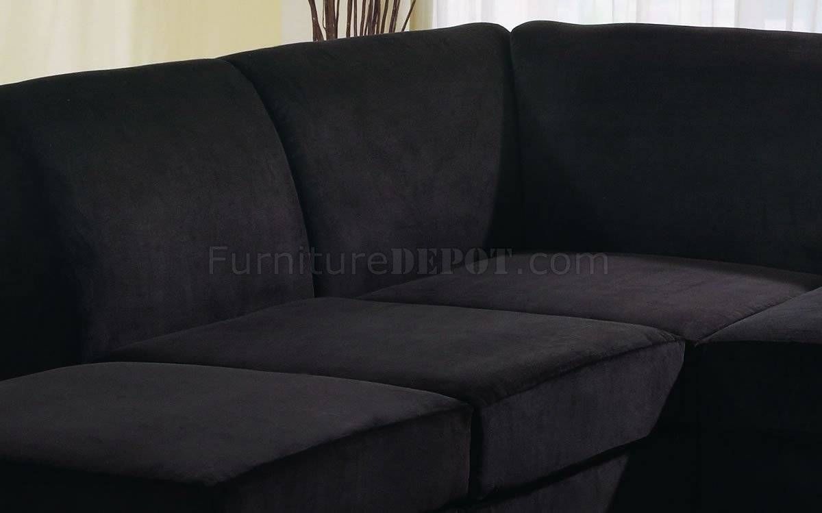 Microfiber Stylish Sectional Sofa W/wooden Legs With Black Microfiber Sectional Sofas (View 6 of 15)