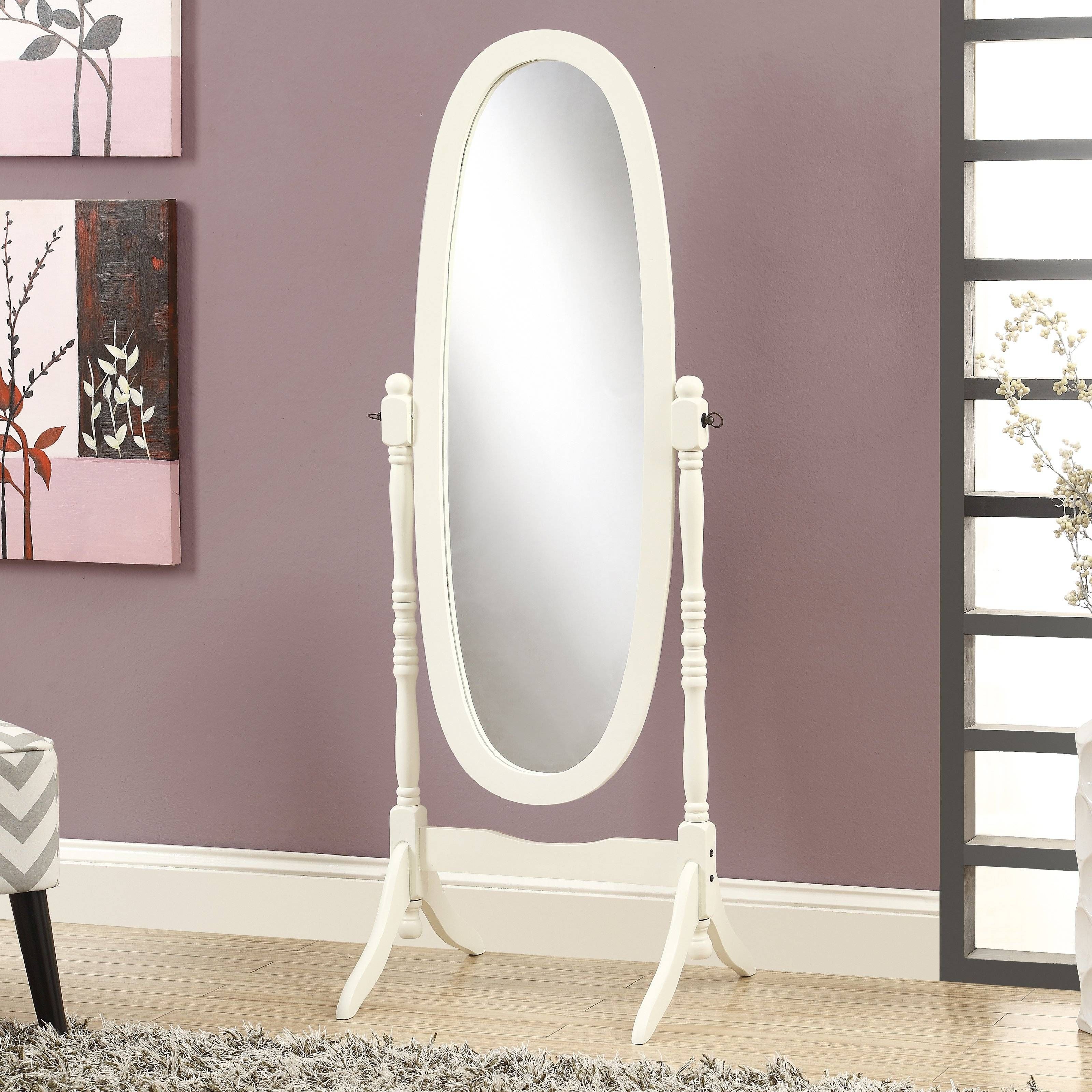 Mirror – 59"h / Antique White Oval Wood Frame – Walmart Inside Antique White Oval Mirrors (View 10 of 15)