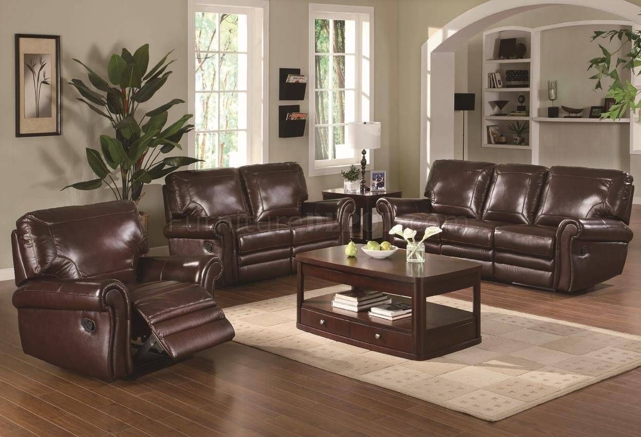 Modern Burgundy Leather Reclining Sofa & Loveseat Set With Regard To Reclining Sofas And Loveseats Sets (View 6 of 15)