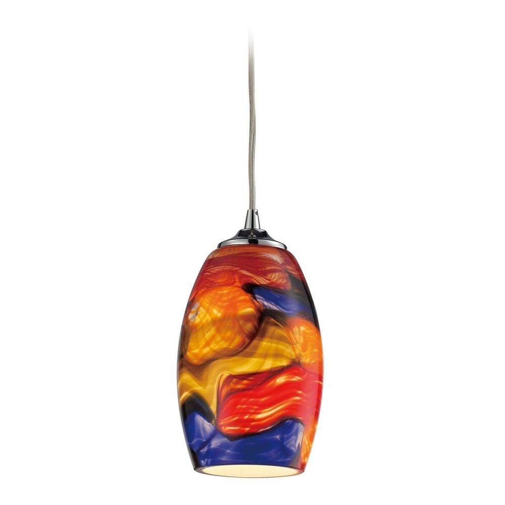 Modern Led Mini Pendant Light With Multi Color Glass | 31339/1 Led Within Coloured Glass Lights Shades (Photo 1 of 15)