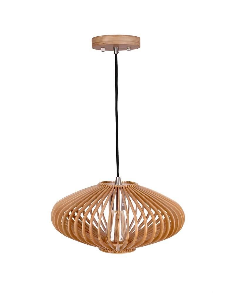 Modern Style Wooden Pendant Light With Lantern Shape Shade In Wooden Pendant Lights (Photo 2 of 15)
