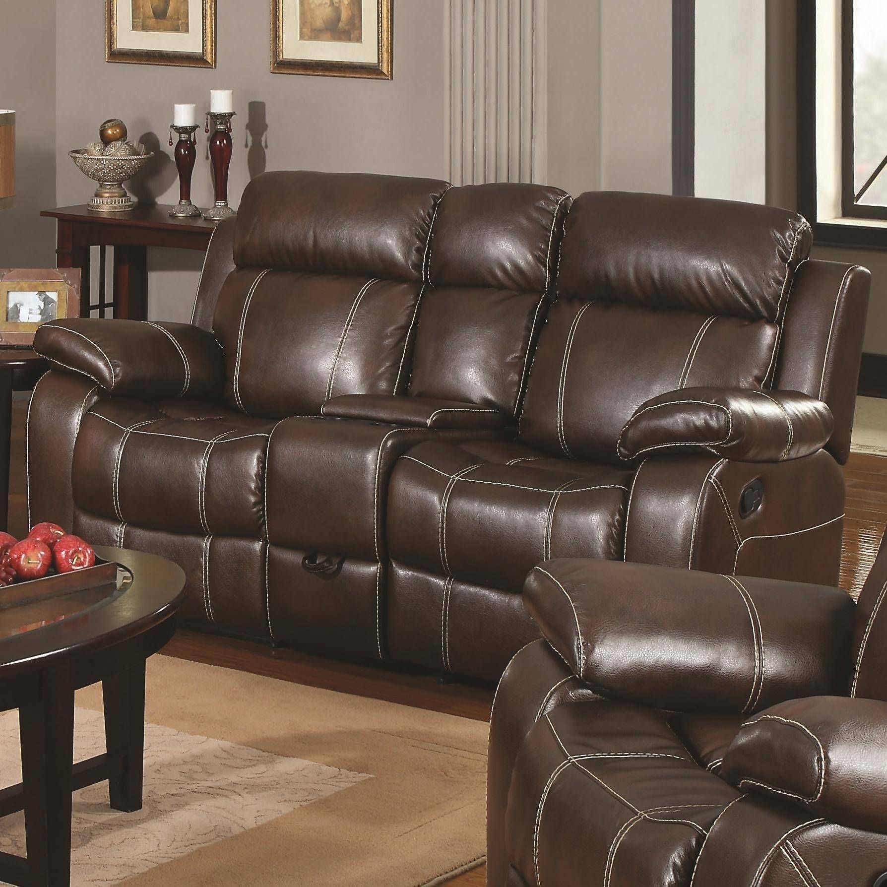 Myleene Collection 603021 Brown Leather Reclining Sofa & Loveseat Set Regarding Reclining Sofas And Loveseats Sets (View 8 of 15)