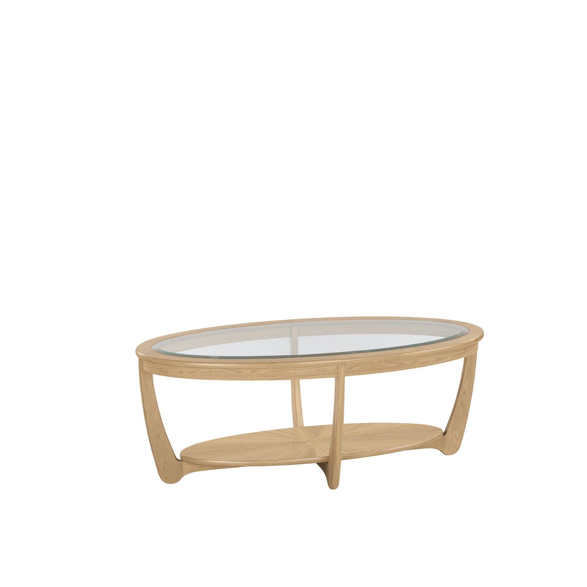 Nathan Shades Oak Glass Top Oval Coffee Table – Coffee Tables Inside Oak And Glass Coffee Table (View 1 of 15)