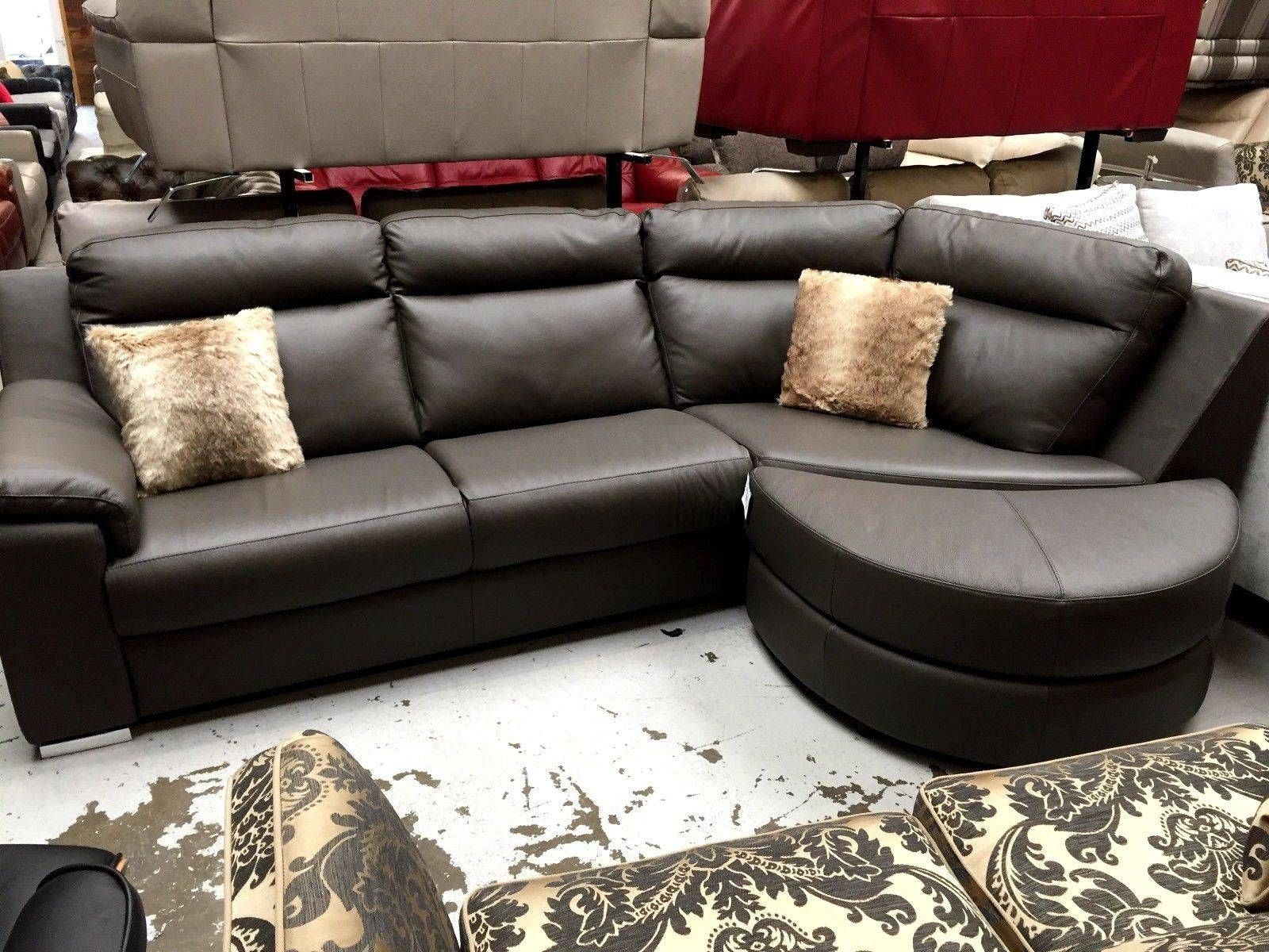 New Italian Real Leather Corner Sofa + Half Moon Footstool With Half Moon Sofas (View 14 of 15)
