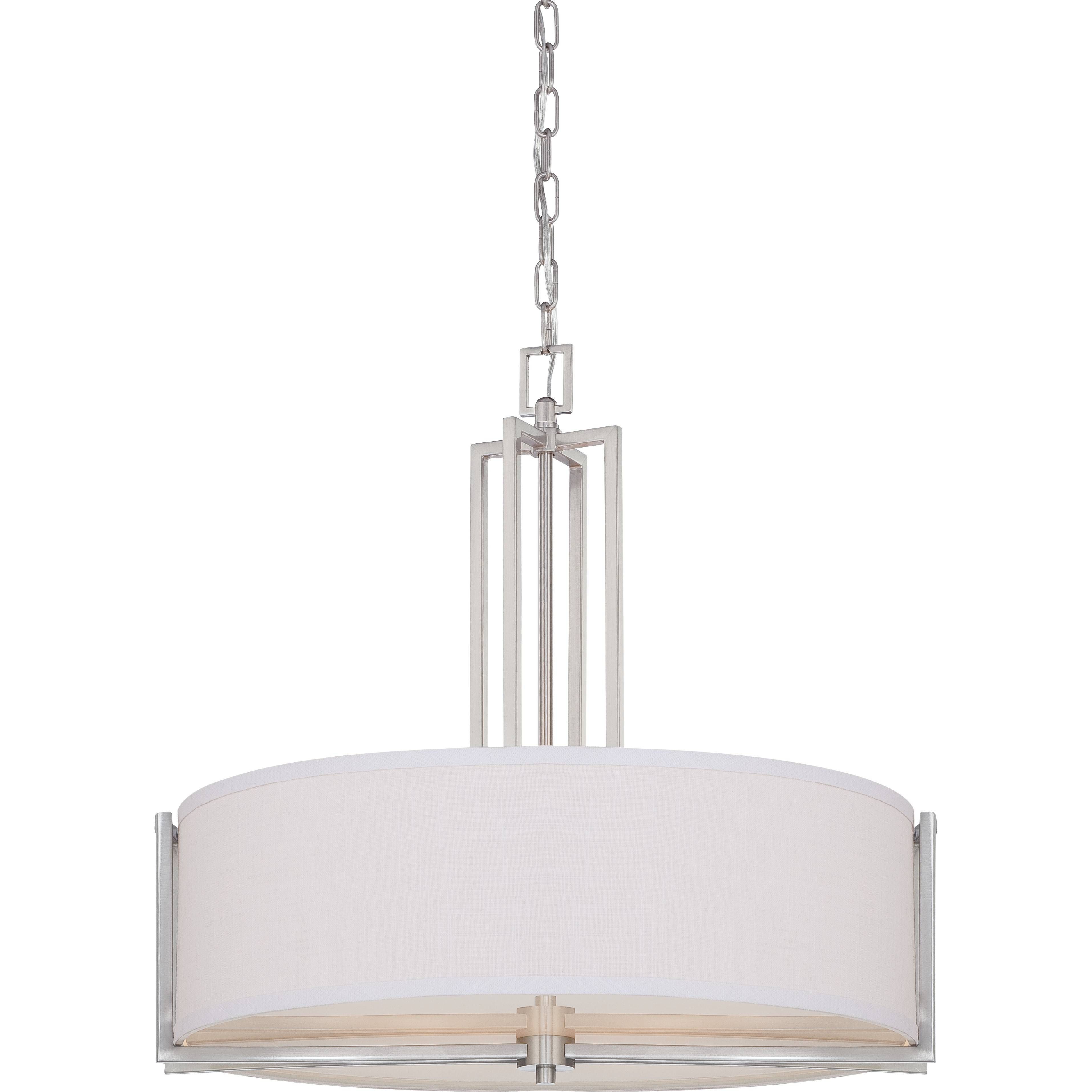 Nuvo 60 4756 | 4 Light Drum Pendant Lighting | Gemini Collection With Brushed Nickel Drum Lights (View 11 of 15)