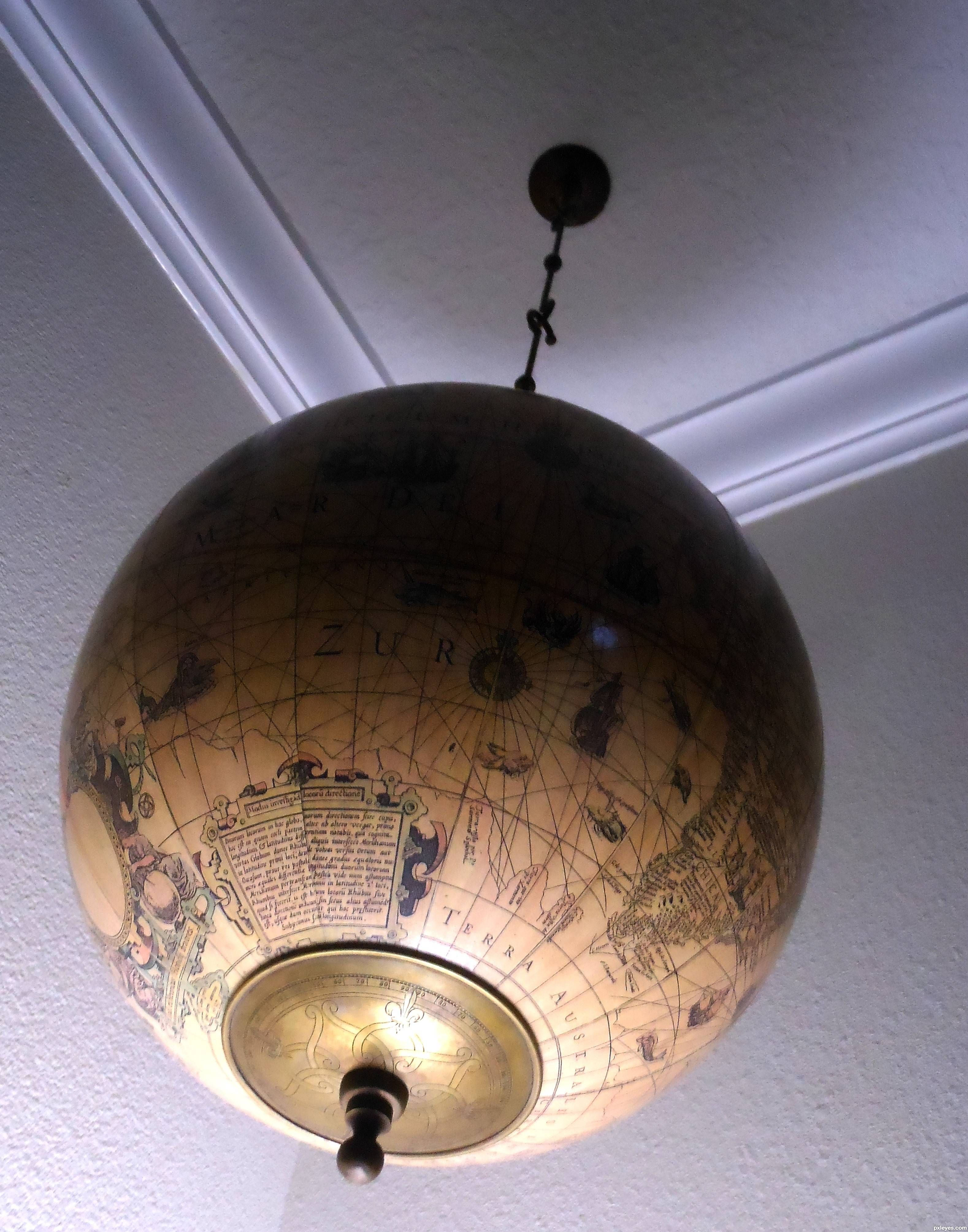 Old World Globe Picture,remsphoto For: Hanging Fixtures Pertaining To Earth Globe Lights Fixtures (View 15 of 15)