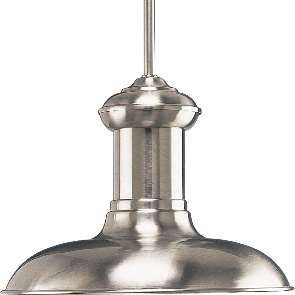 One Lamp Pendant Light Fixture With Metal Shade (brushed Nickel With Regard To Brushed Nickel Pendant Lights (Photo 13 of 15)