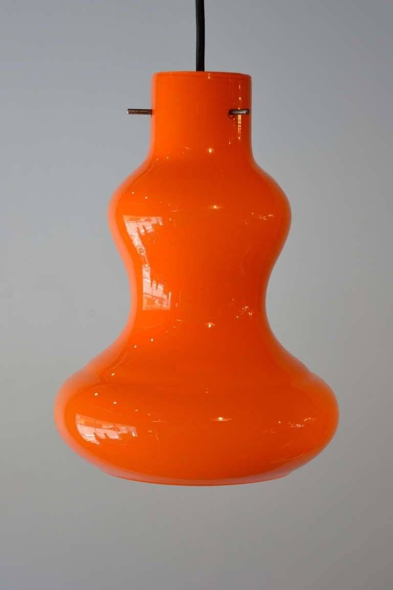 Orange Italian Murano Glass Pendant Light, Mid Century Modern Regarding Orange Glass Pendant Lights (View 9 of 15)