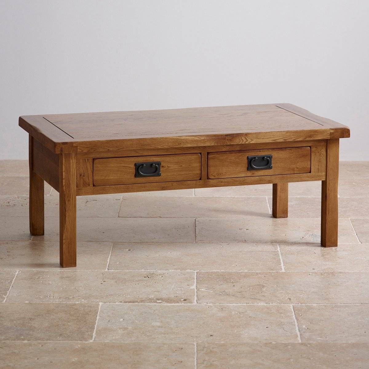 Original Rustic 4 Drawer Coffee Table In Solid Oak With Rustic Oak Coffee Table With Drawers (View 4 of 15)
