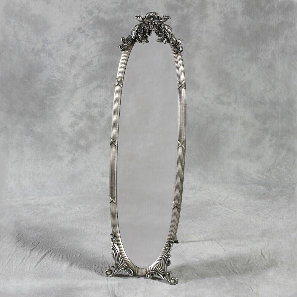 Ornate Oval Cheval Mirror Silver 164 X 48 X 63cm Silver Oval With Regard To Ornate Free Standing Mirrors (View 14 of 15)