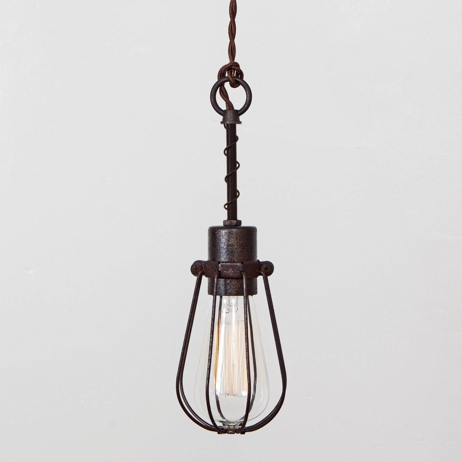 Oval Bulb Cage Light Pendant Light Industrial Hanging Light Pertaining To Plug In Hanging Pendant Lights (Photo 7 of 15)
