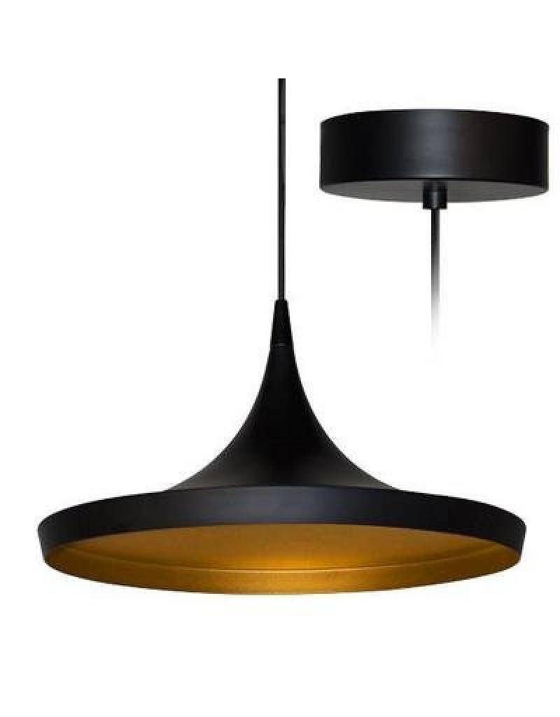 Pendant Light Design Led Conic Black Gold 200mm Diameter 24w Throughout Black And Gold Pendant Lights (Photo 5 of 15)
