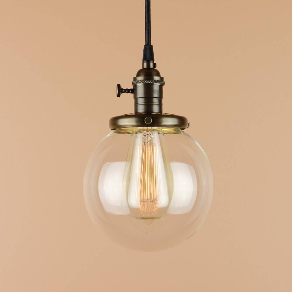 Pendant Lighting W/ 6 Inch Clear Glass Globe Antique Style With Regard To Wire And Glass Pendant Lights (View 2 of 15)