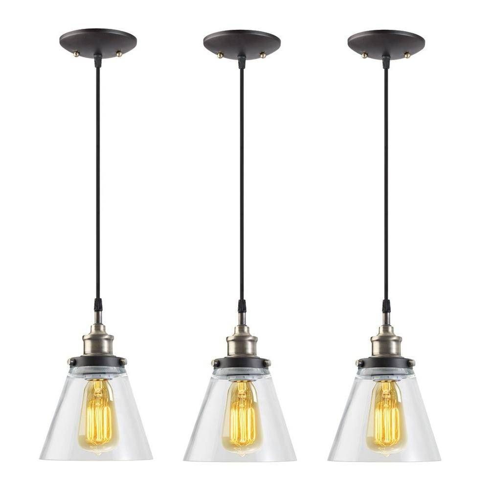 Pendant Lights – Hanging Lights – The Home Depot Intended For 3 Lights Pendant Fitter (View 6 of 15)