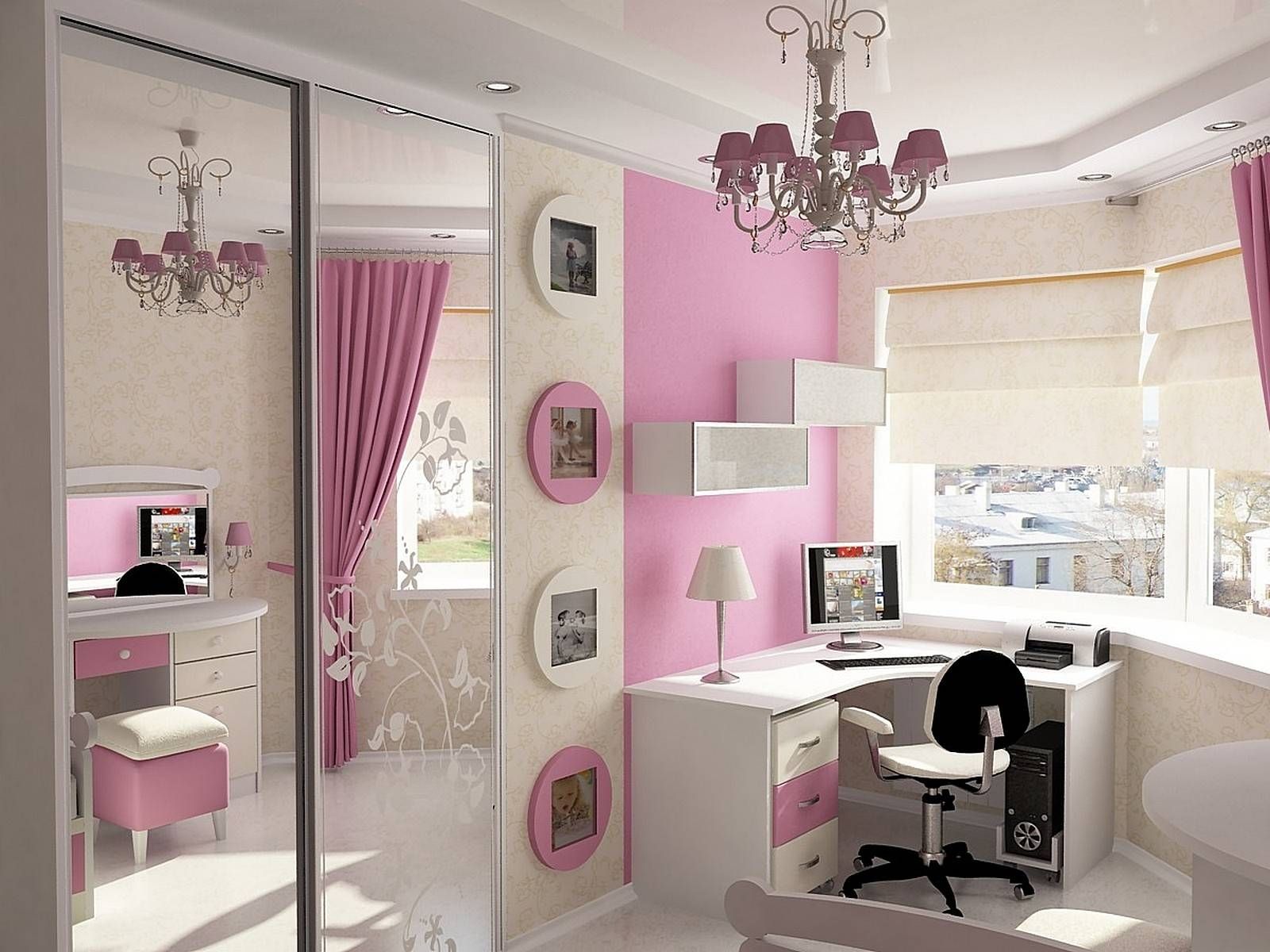 Pink Girls Bedroom Ideas For Small Rooms With Large Mirrors And Intended For Large Pink Mirrors (Photo 6 of 15)