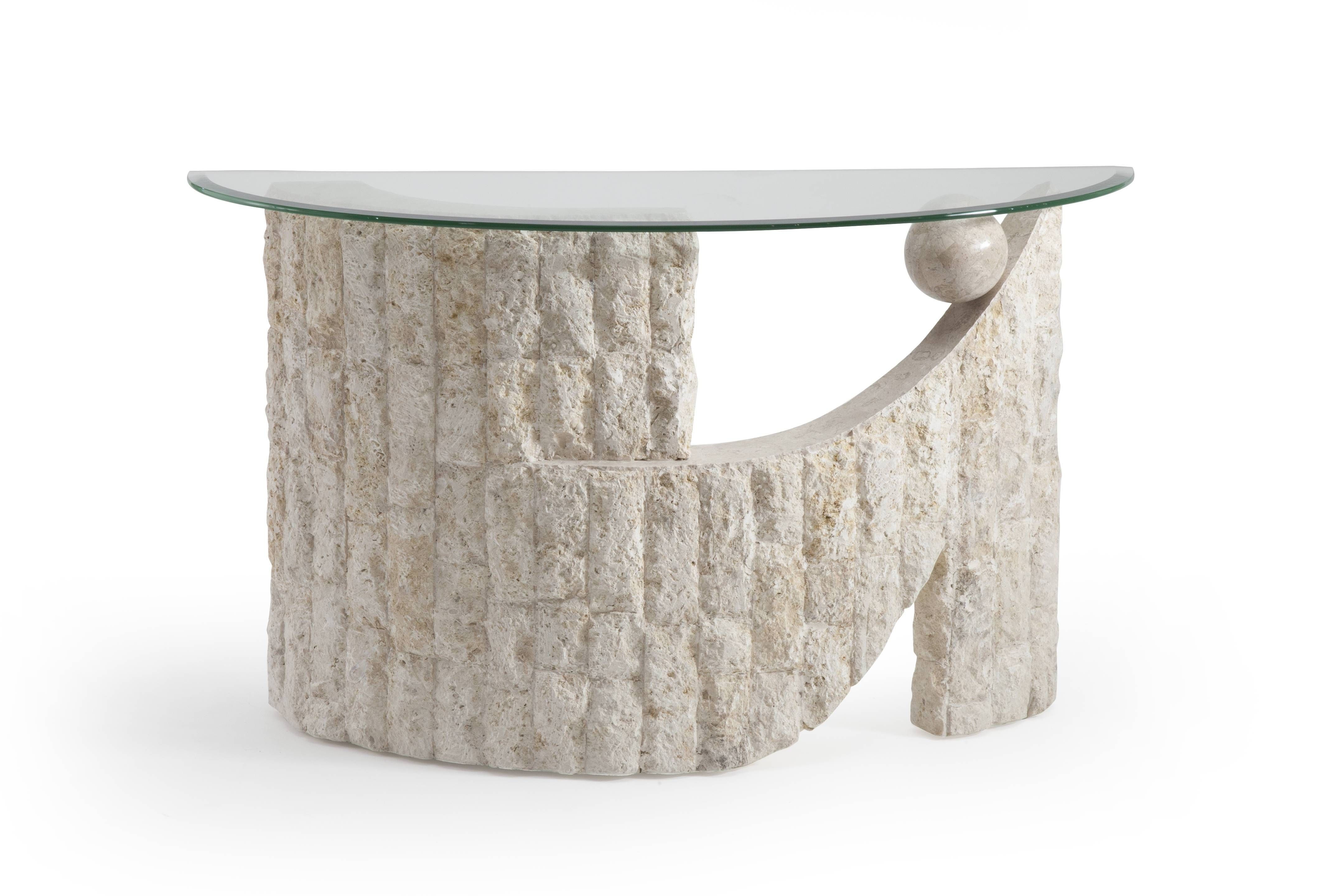 Ponte Vedra Opulence Natural Mactan Stone Glass Sofa Table With Regard To Stone And Glass Coffee Tables (View 7 of 15)