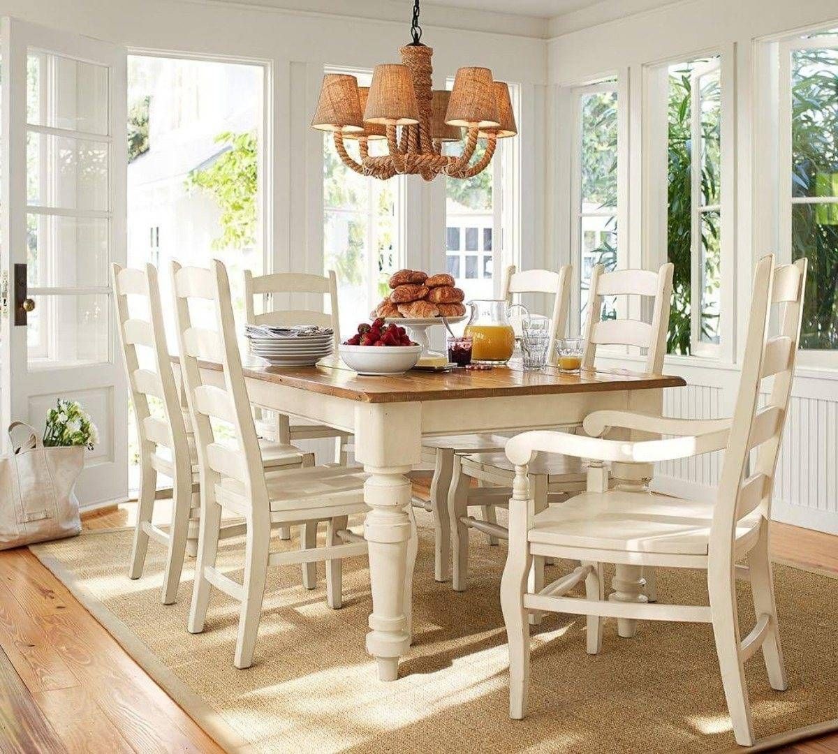 Pottery Barn Kitchen Tables Black Flower High Back Dining Chairs In Paxton Glass Pendants (View 14 of 15)