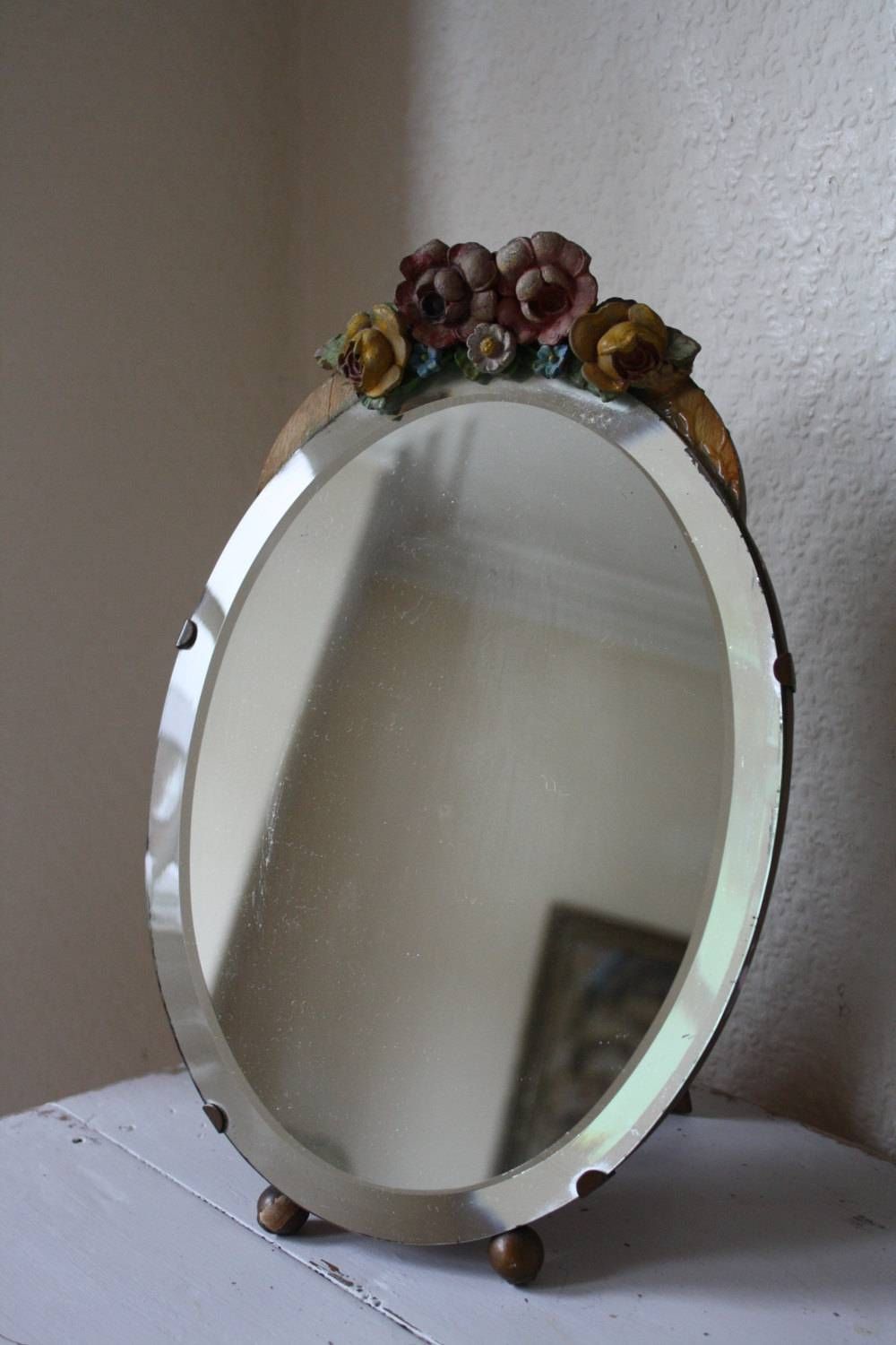 Pretty Freestanding Vintage Barbola Dressing Table Mirror | Vinterior Within Free Standing Table Mirrors (View 8 of 15)