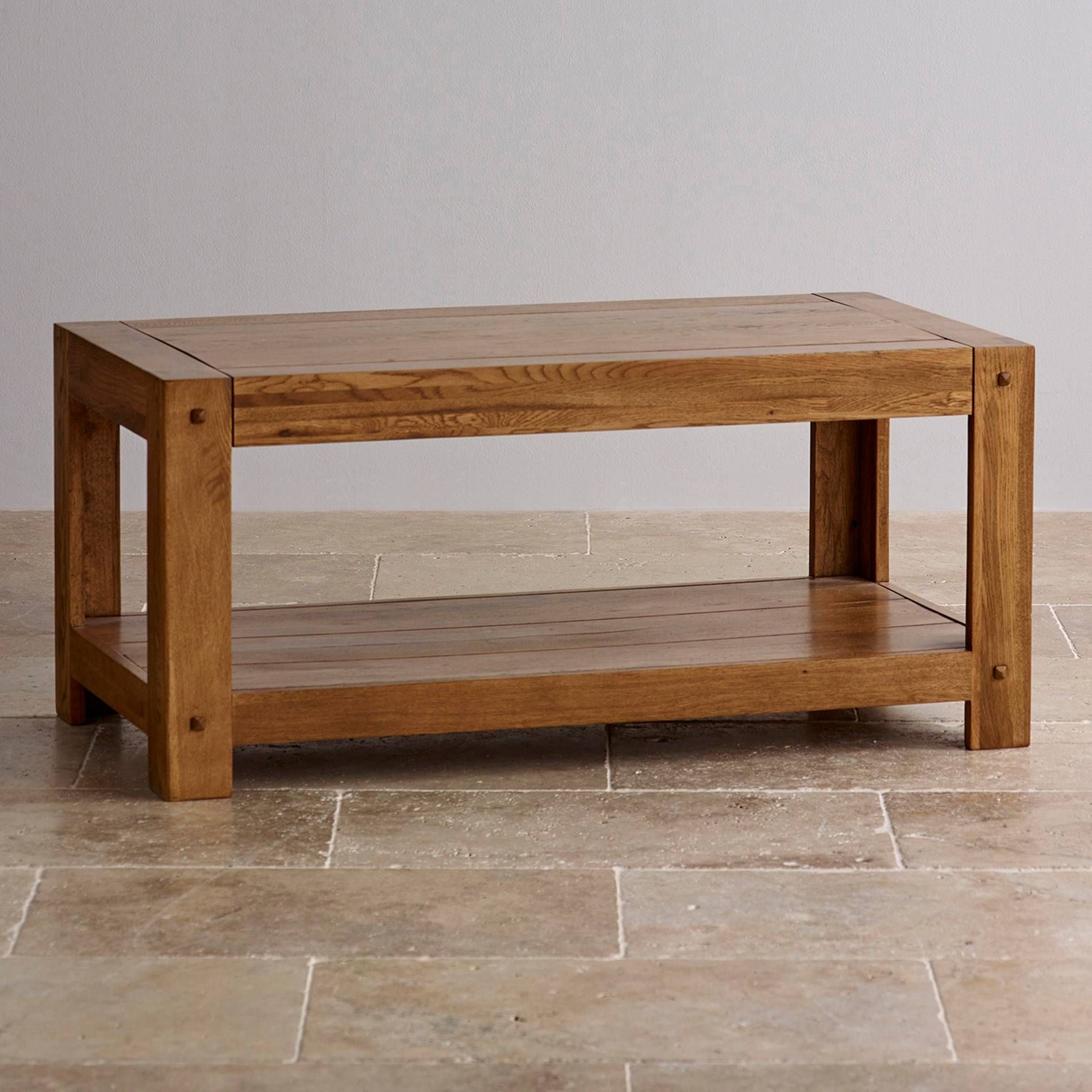 Quercus Coffee Table In Rustic Solid Oak | Oak Furniture Land Intended For Rustic Oak Coffee Tables (View 5 of 15)