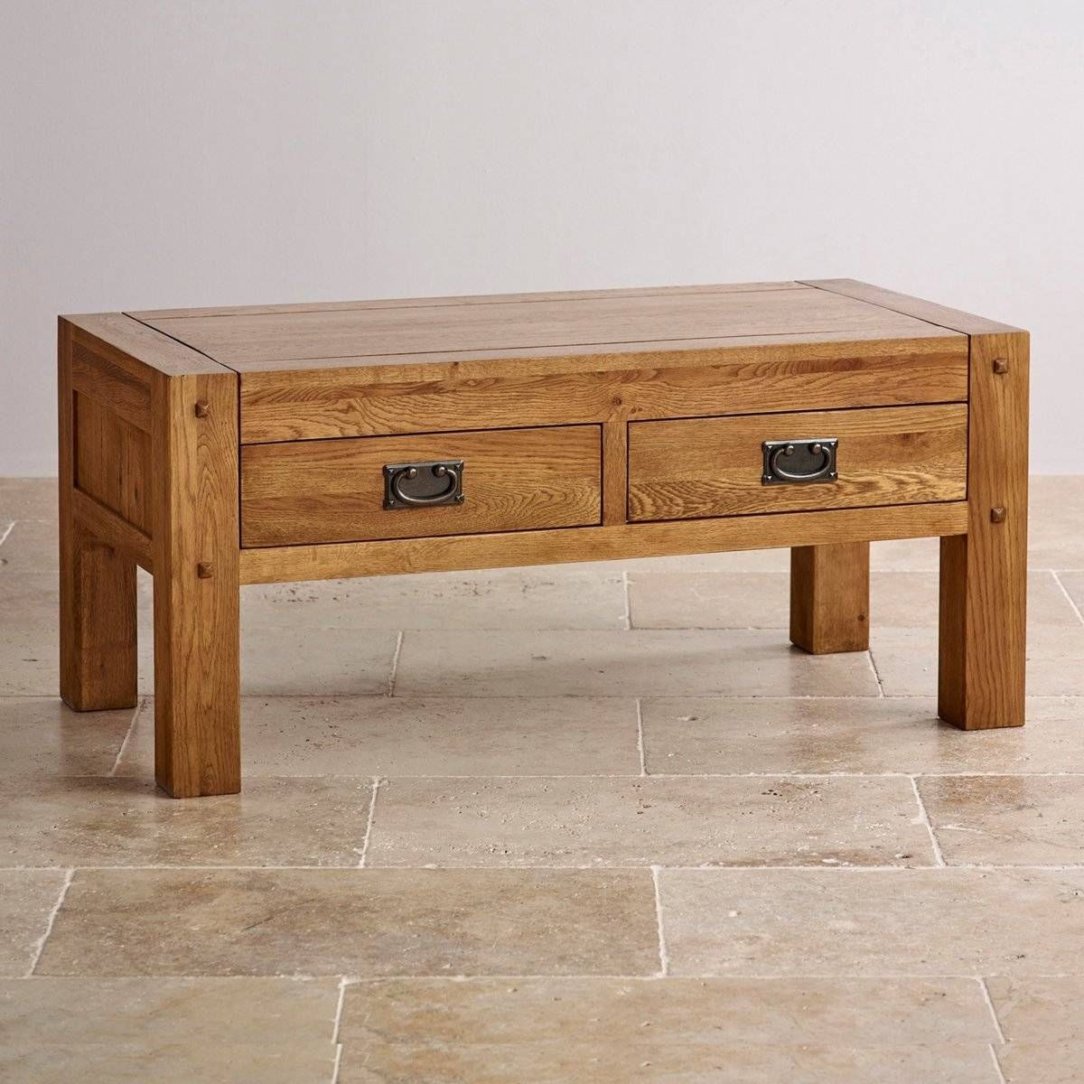 Quercus Coffee Table | Rustic Solid Oak | Oak Furniture Land Intended For Rustic Oak Coffee Table With Drawers (View 7 of 15)