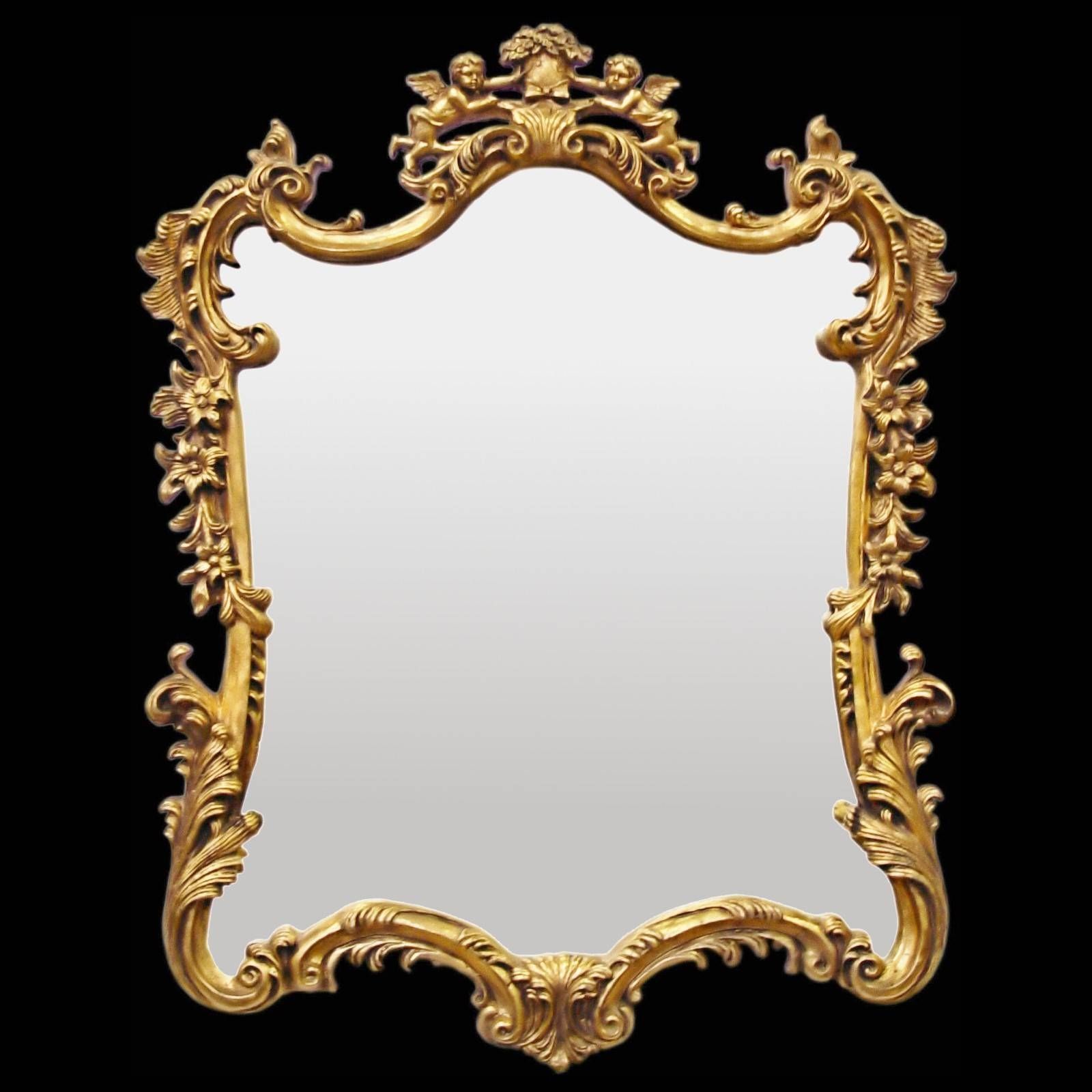 Retro Mirror Decorated Baroque Wall Mirror Gold Angel Petals Inside Gold Baroque Mirrors (View 9 of 15)