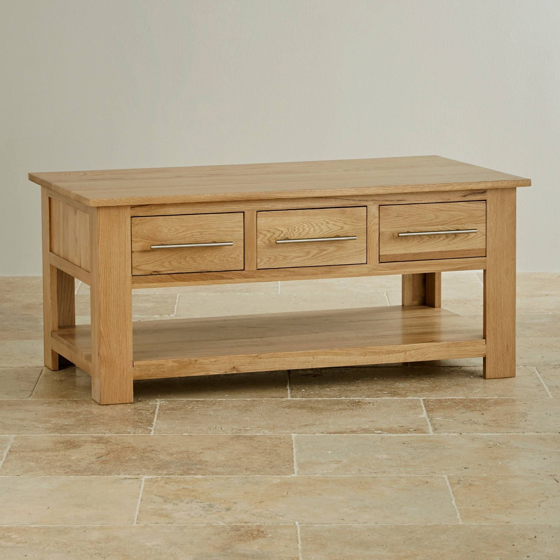 Rivermead 6 Drawer Coffee Table In Natural Solid Oak For Oak Coffee Tables With Storage (View 1 of 15)