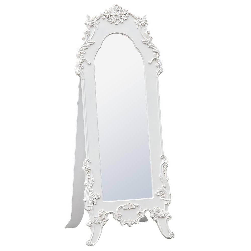 Rococo Provence Antique White Tall Full Length Freestanding Intended For Vintage Free Standing Mirrors (View 7 of 15)