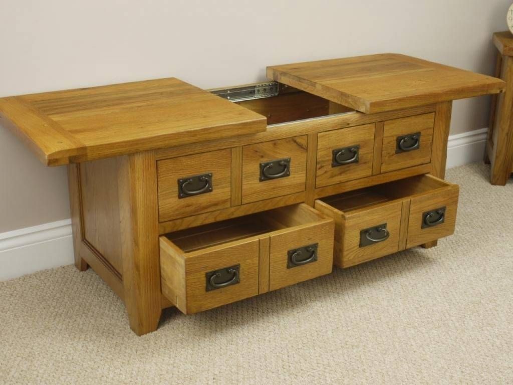 Rustic Oak Coffee Table / Coffee Tables / Thippo With Rustic Oak Coffee Table With Drawers (Photo 8 of 15)