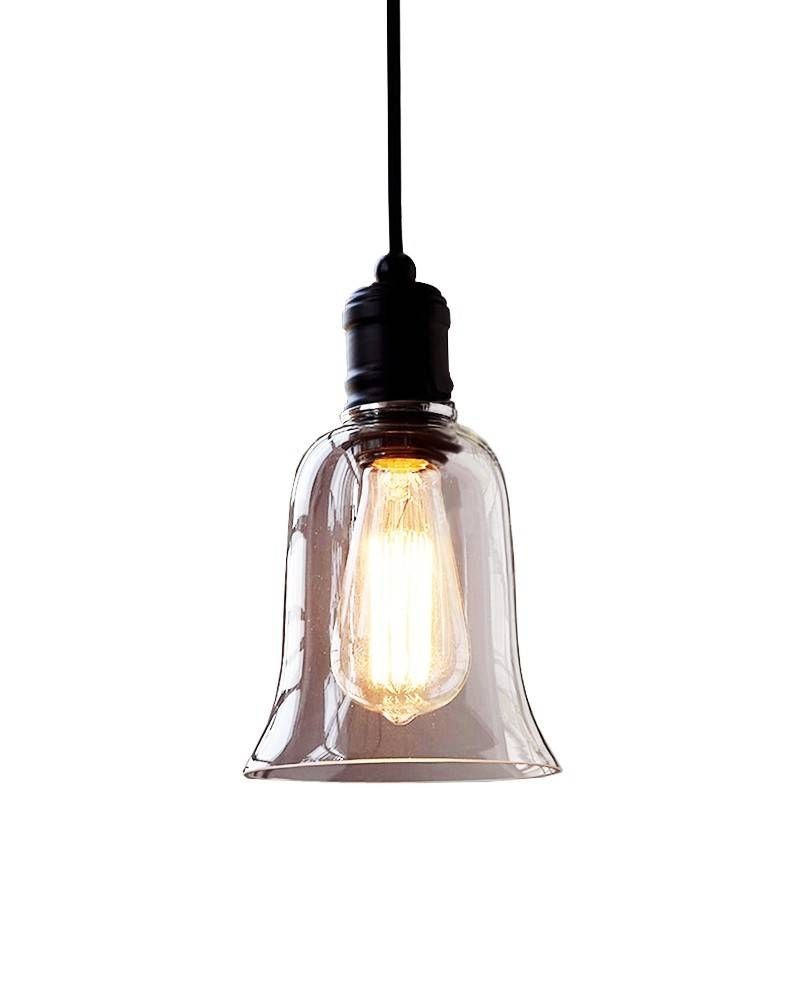 Rustic Style Bell Shape Pendant Light With Glass Shade – Parrotuncle In Glass Bell Shaped Pendant Light (View 3 of 15)