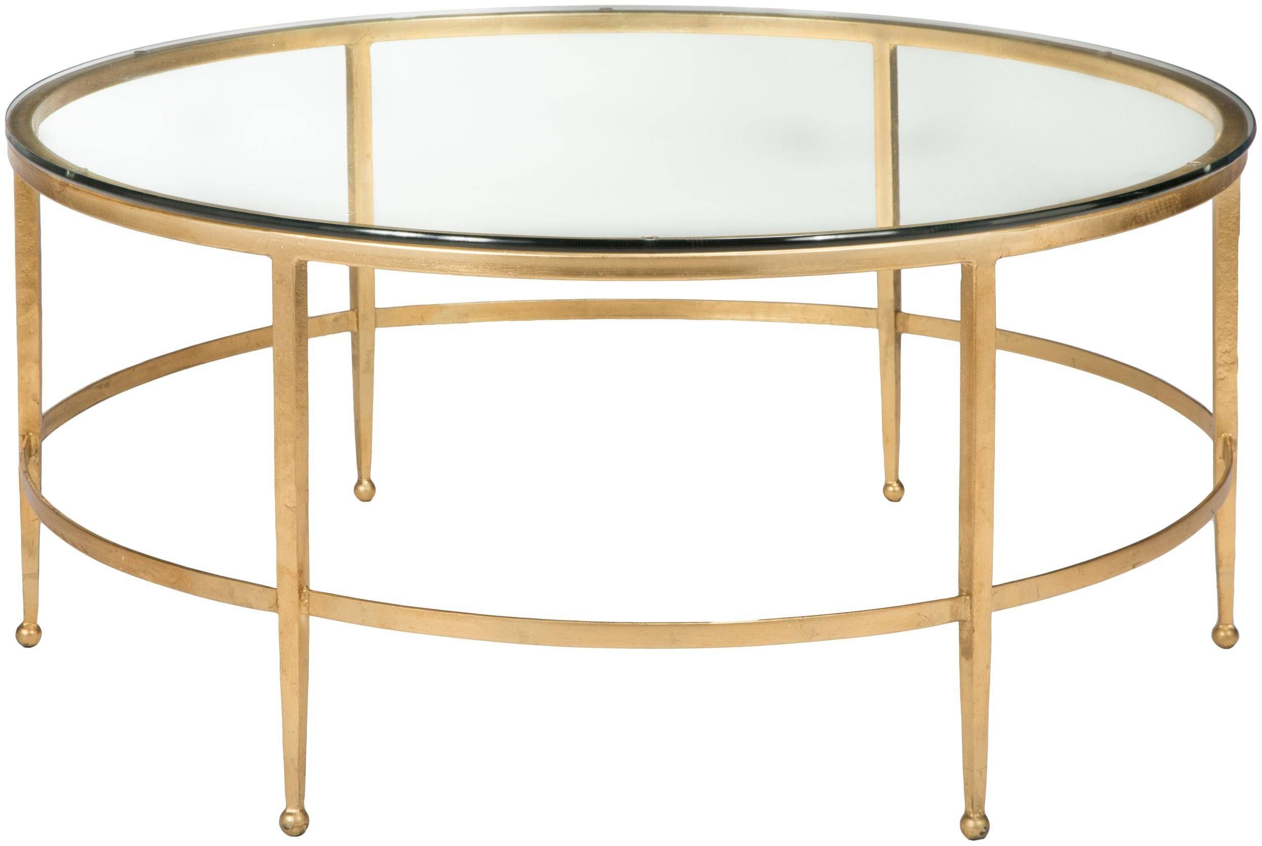 Safavieh Couture | Glass Top Round Coffee Table – Safavieh Inside Gold Round Coffee Table (View 4 of 15)