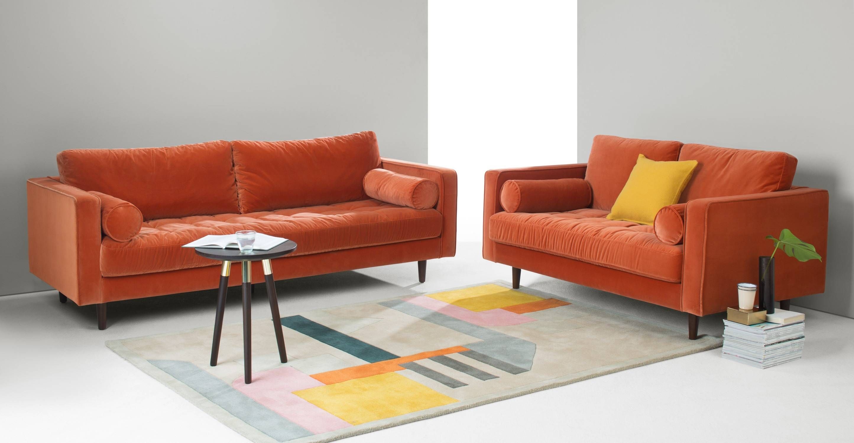 Scott 3 Seater Sofa, Concrete Cotton Velvet | Made In Burnt Orange Sofas (Photo 2 of 15)